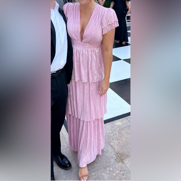 REVOLVE Pink Ruffled Tiered Maxi Gown Sabina Musayev - Picture 3 of 4